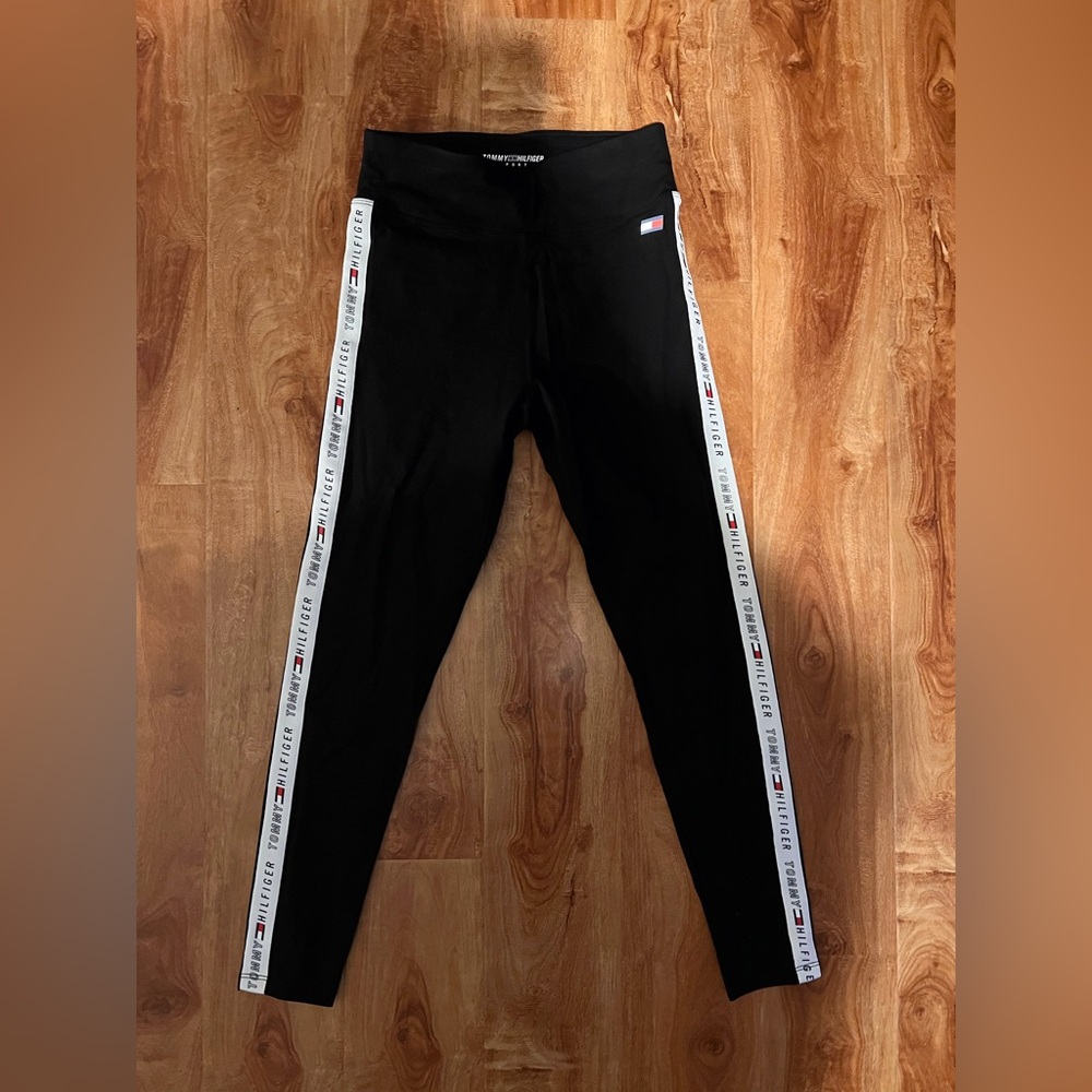 Tommy Hilfiger Leggings Black White Logo Stripe